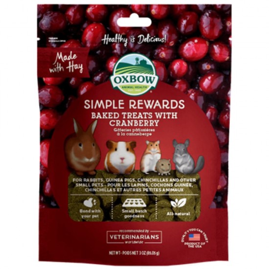Oxbow Simple Rewards - Baked Treats with Cranberry  - 85 gr alimento complementare per conigli e roditori